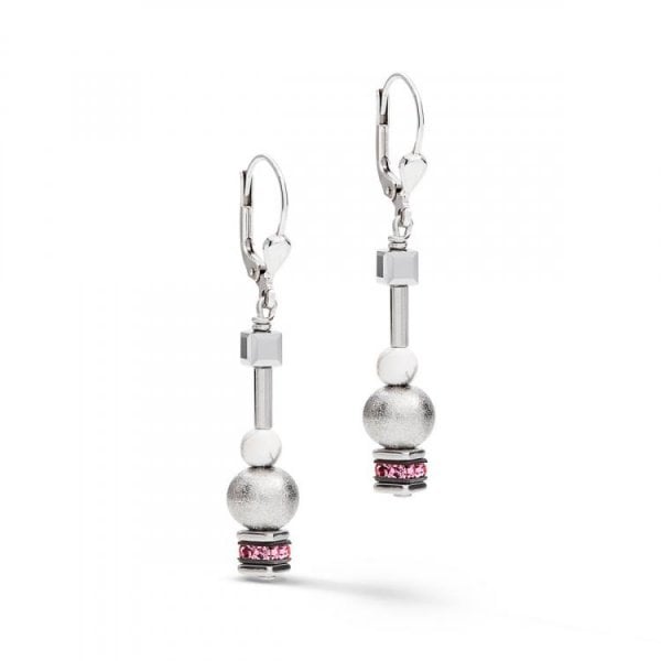 ladies pearl and cube rose earrings