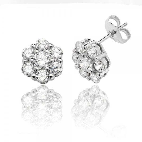 Cluster Style Cubic Zirconia Stud Earrings