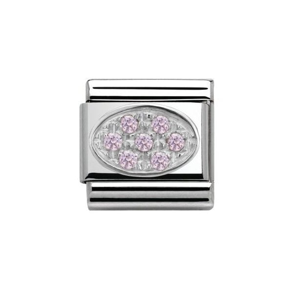 Silver Pink CZ Charm