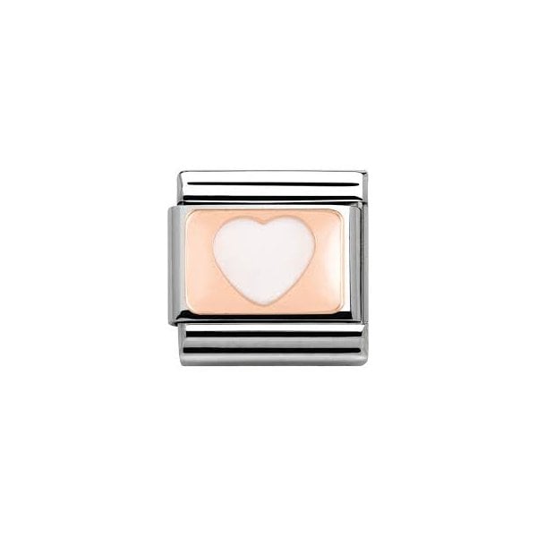 White Heart Rose Gold Charm