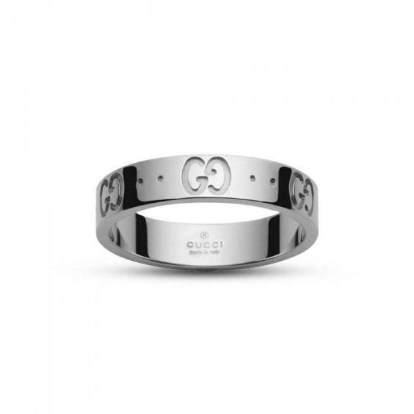 Gucci Icon 18ct White Gold Logo Band Ring S17