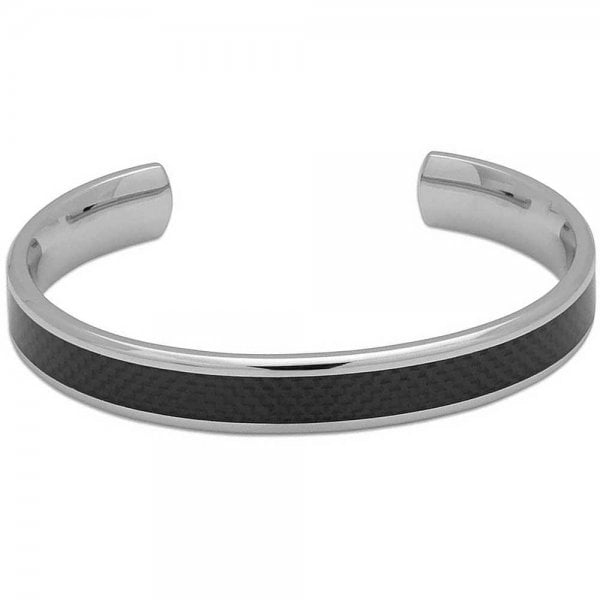 Steel Bangle with Carbon Fibre Inlay