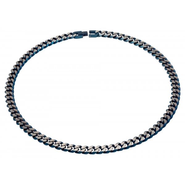 Necklace with Matte Blue IP Plating - width 9mm