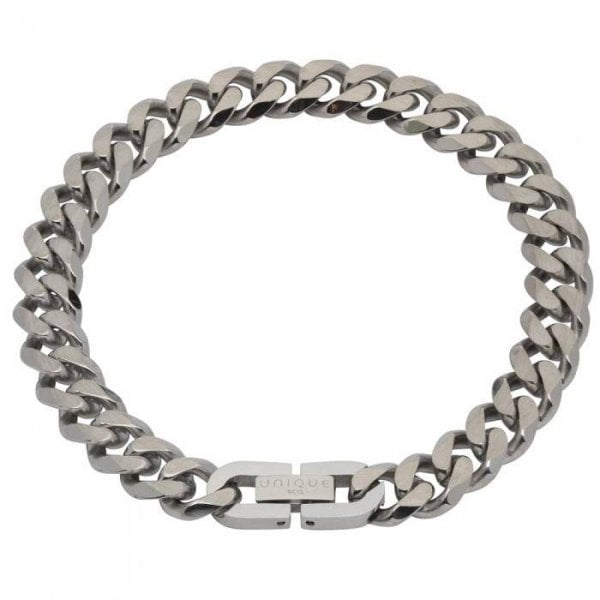 Stainless Steel Matte Polished Filed Curb Bracelet