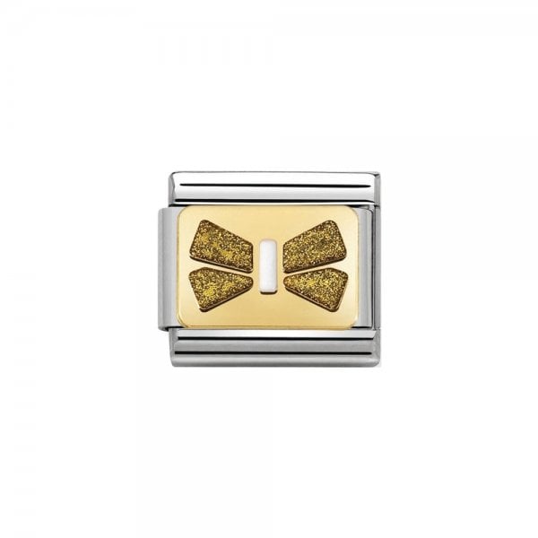 Gold Glitter Bow Charm