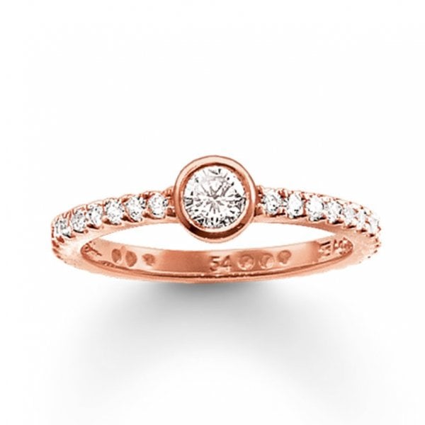 Silver Rose Gold CZ Band Ring SIZE 50
