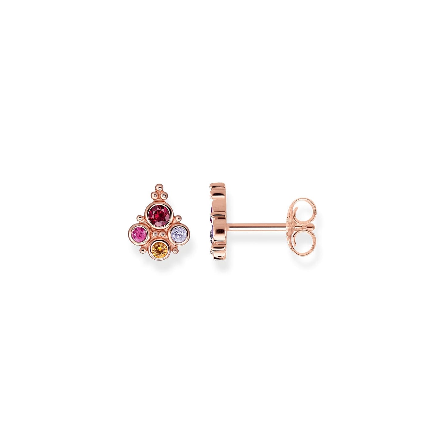 Sterling Silver Royalty Colourful Stones Rose Gold Ear Studs