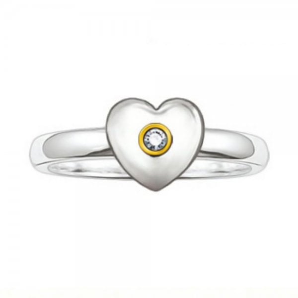 Thomas Sabo Silver and Yellow Gold Diamond Heart Ring S54