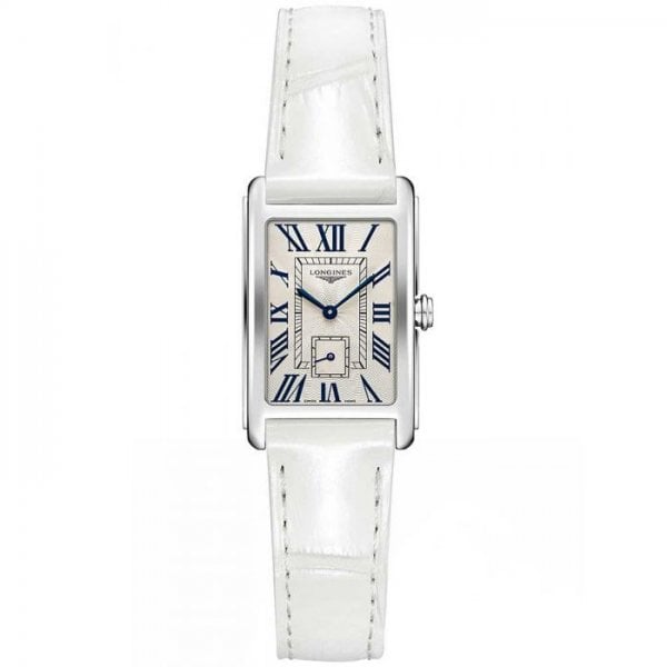 Ladies DolceVita Silver Dial White Leather Strap