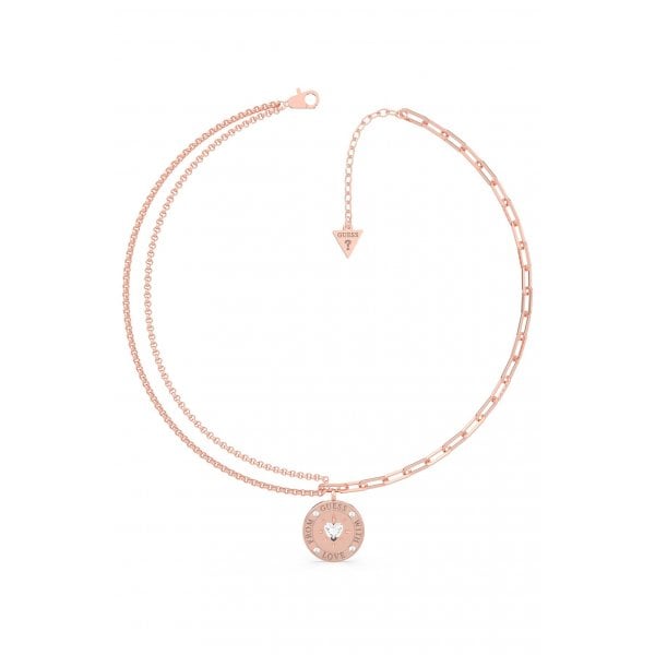 From Guess With Love 15-17" Chain 20mm Rose Gold Necklace