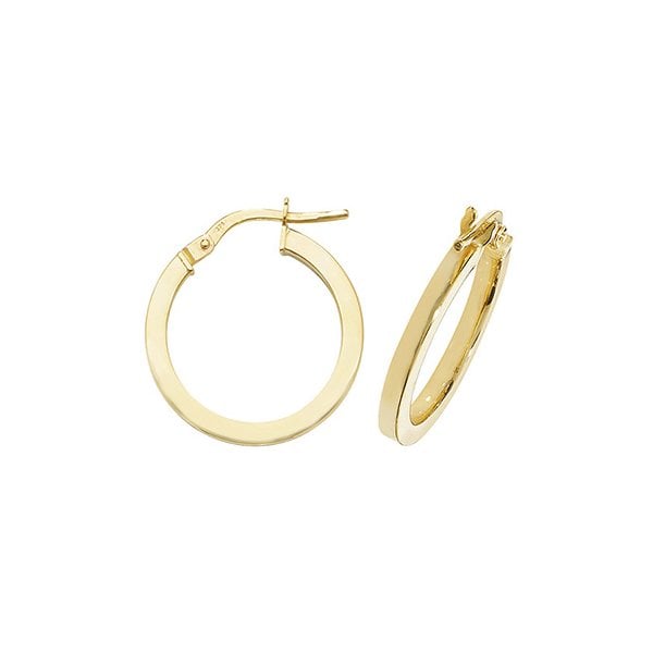 9ct Yel Gold 15mm Hoop Earrings