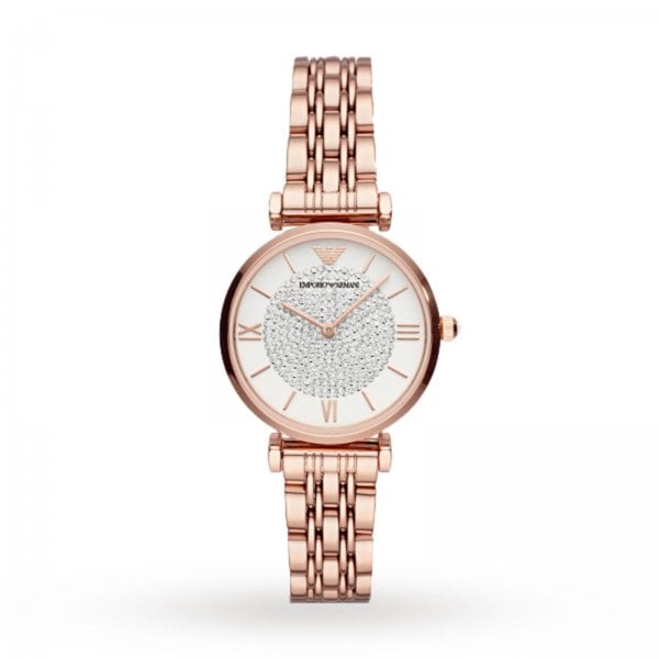 Crystal Bracelet Strap Watch, Rose Gold/White