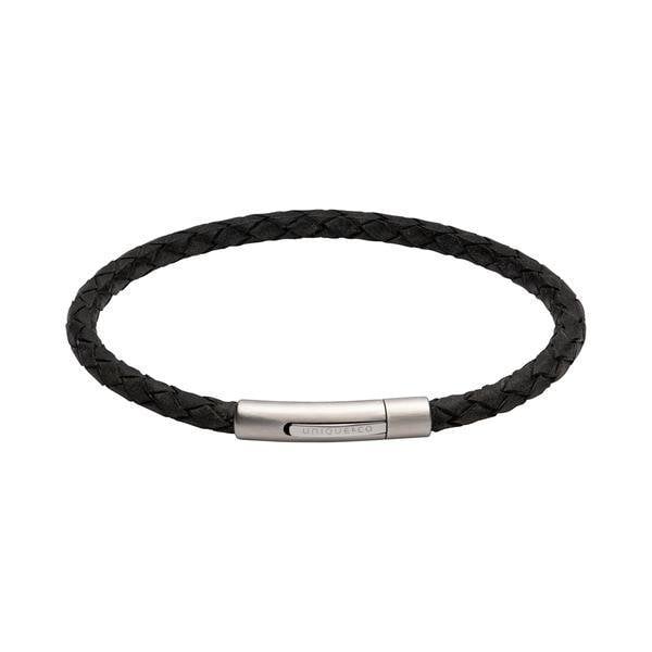 Antique Black Leather Bracelet 21cm