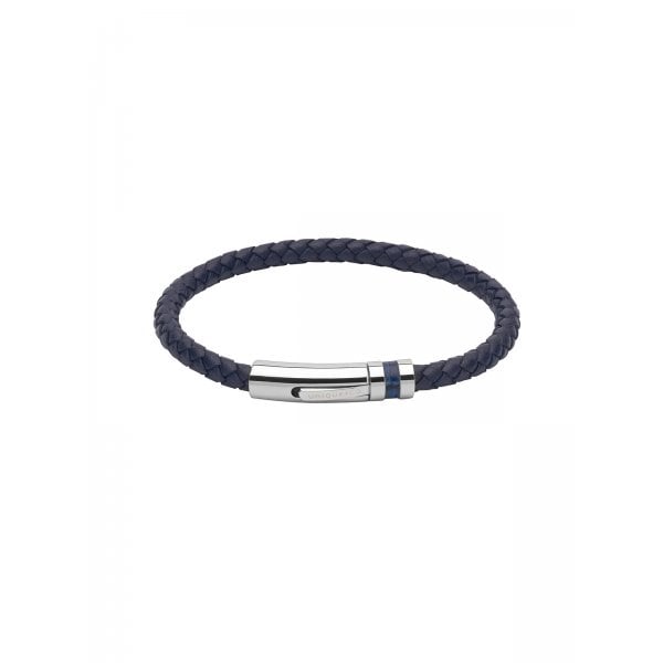 Navy Leather Bracelet 21cm