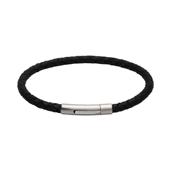 Black Leather Bracelet 19cm
