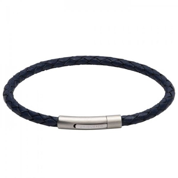 Blue Leather Bracelet 21cm