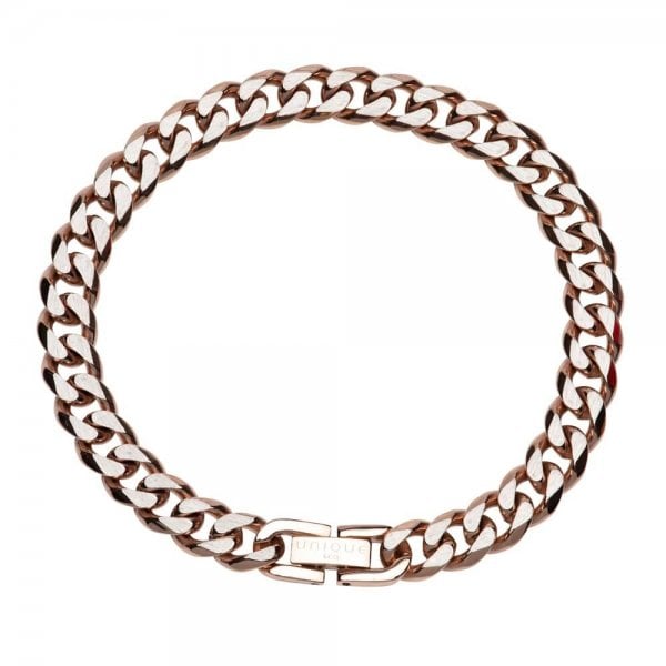Rose Gold Plated Steel Curb Necklace 50cm