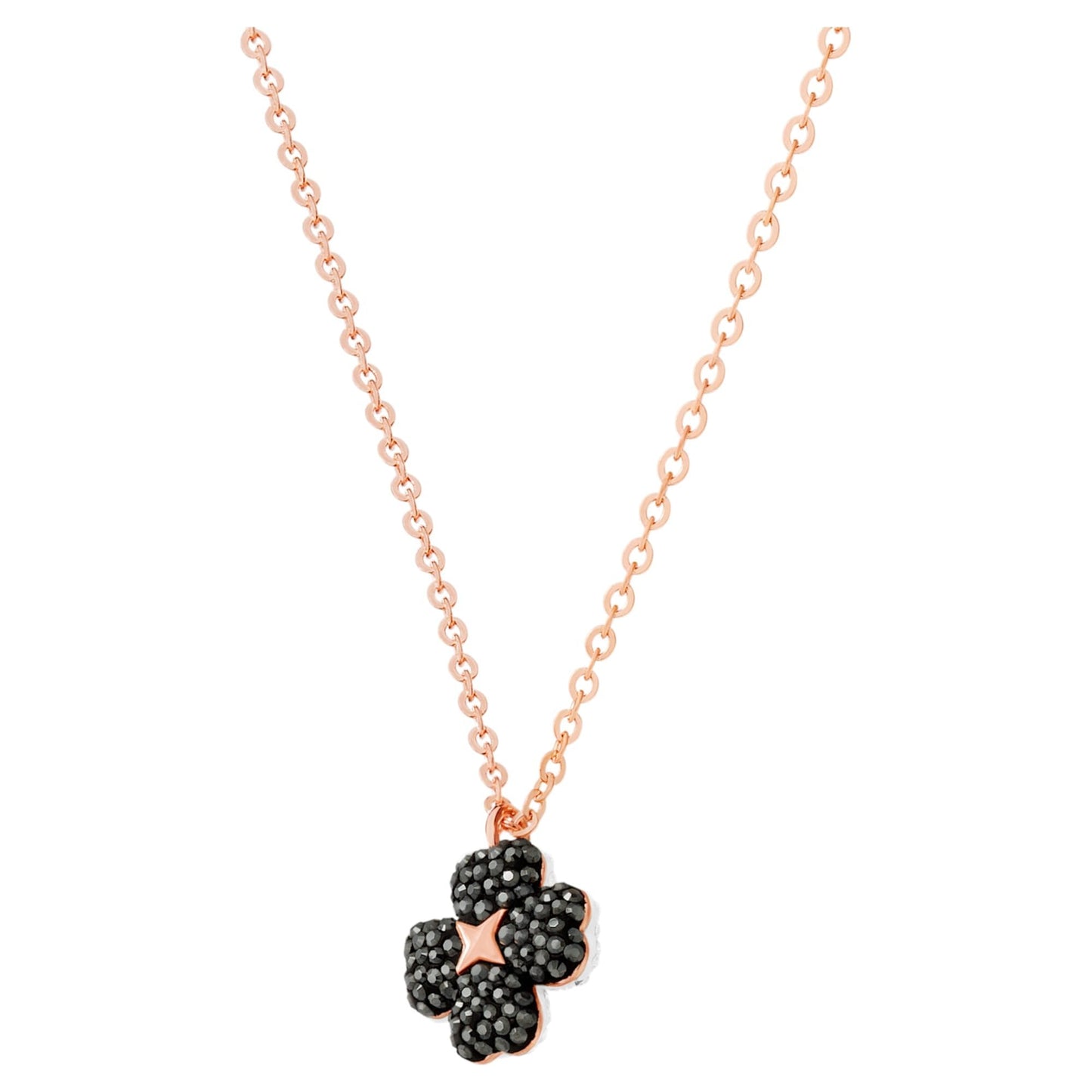 Latisha Flower Pendant, Black, Rose-gold tone