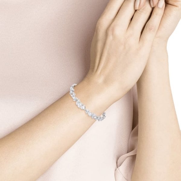 Louison Bracelet White, Rhodium plated