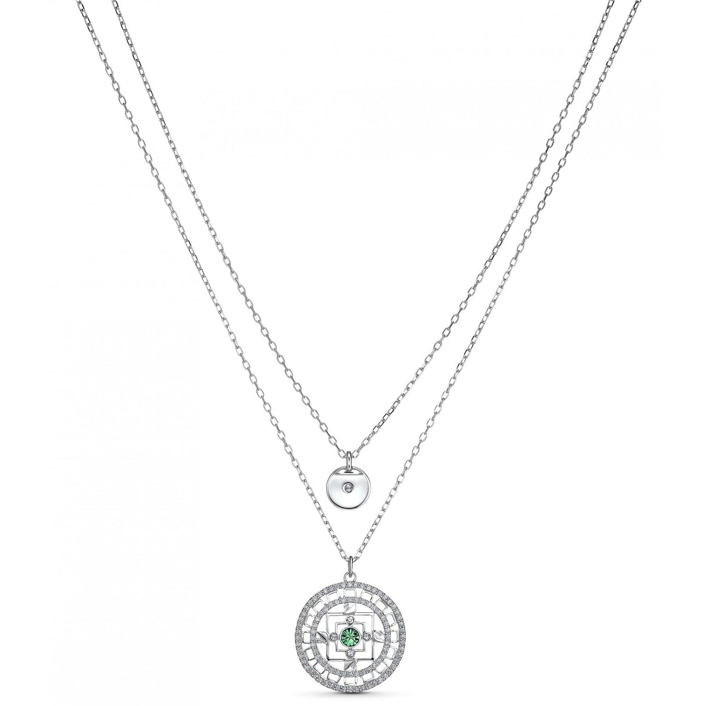 Mandala Necklace White, Rhodium plated