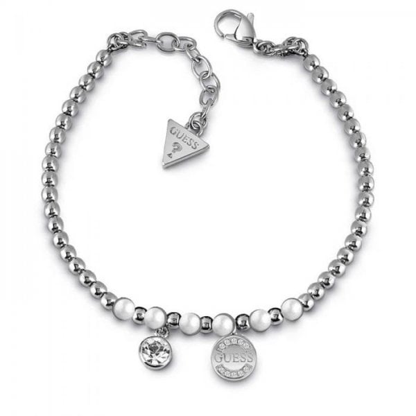 Uptown Chic Pearl/Logo Silver Bracelet