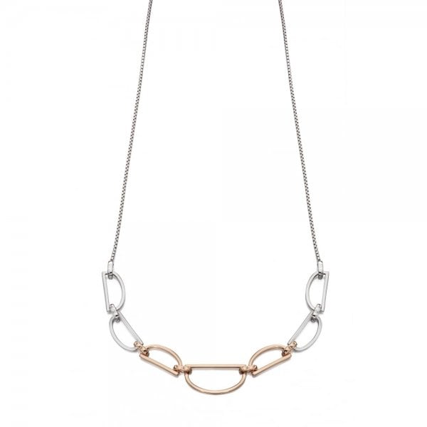 Silver and Rose Gold Plating D Shape Necklace