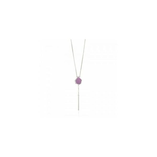 Silver Lilac Hexagon Charm Y Shaped Necklace