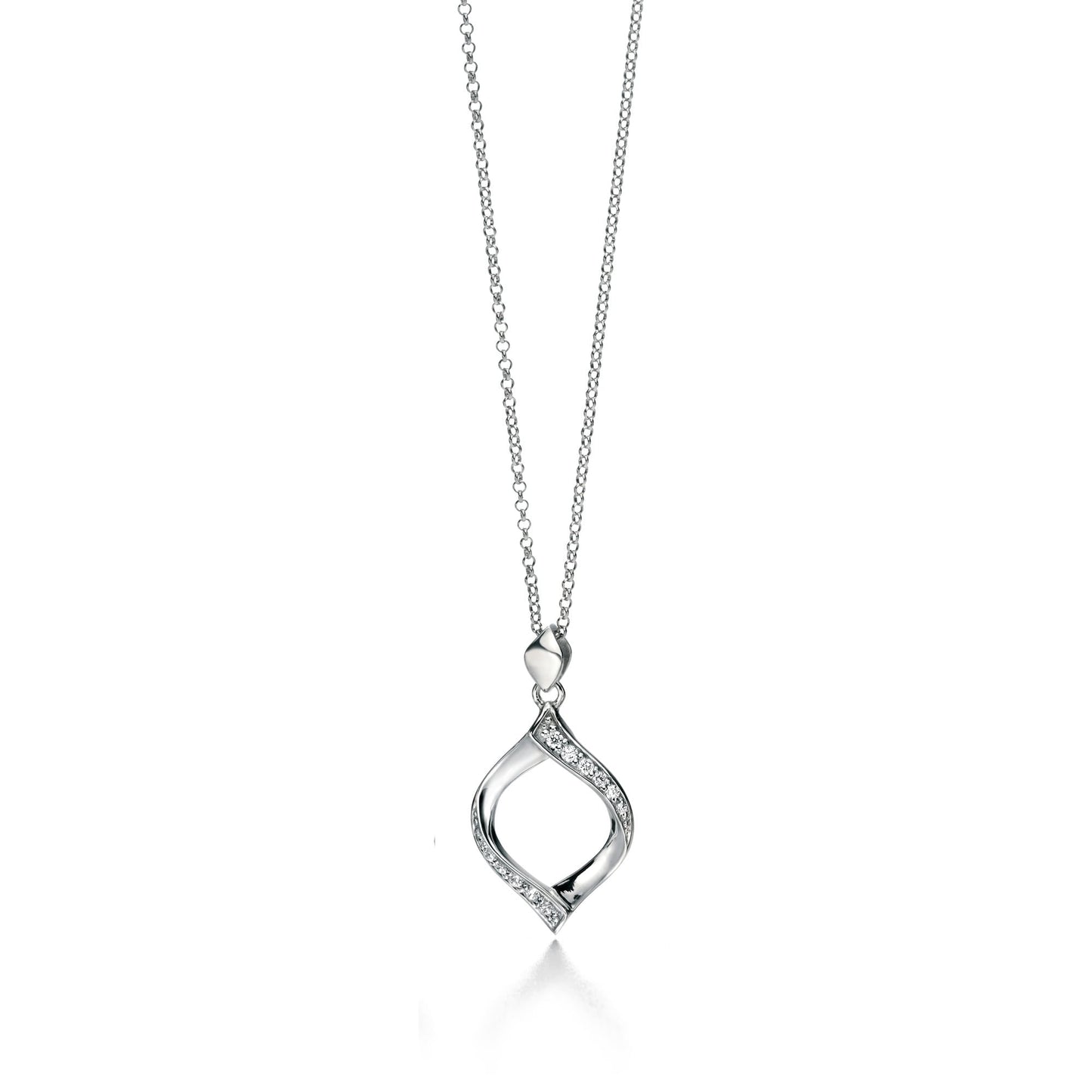 Silver CZ Ribbon Pendant