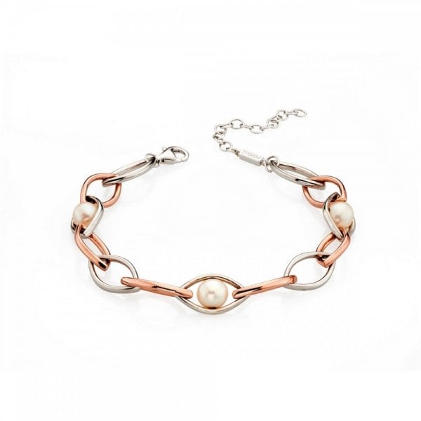 Rose Gold Pearl Marquise Station Bracelet