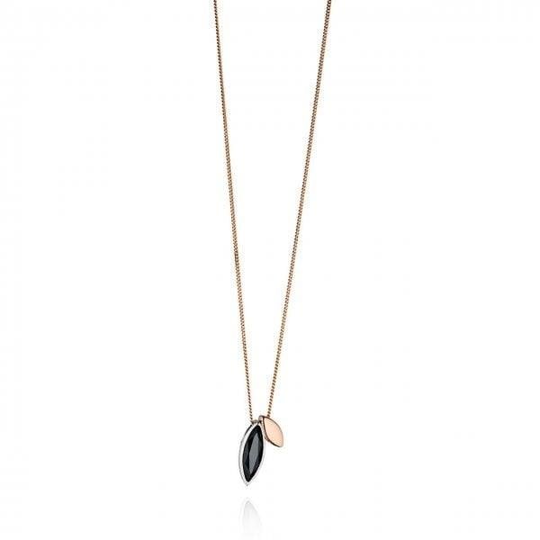 Ladies Silver Rose Gold And Black Pendant