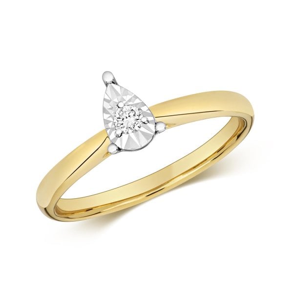 DIAMOND ILLUSION SOLITAIRE PEAR RING SIZE O