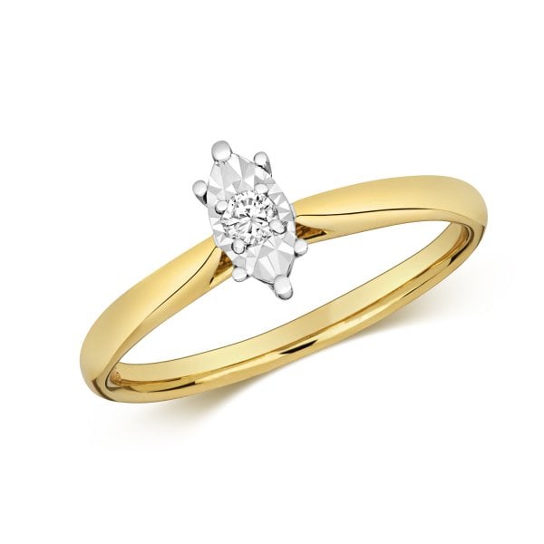 DIAMOND ILLUSION SOLITAIRE MARQUISE RING SIZE L