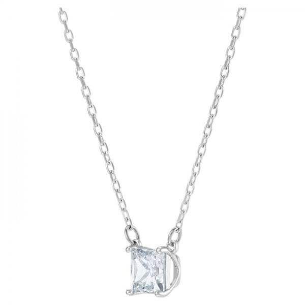 Attract necklace White, Rhodium plated