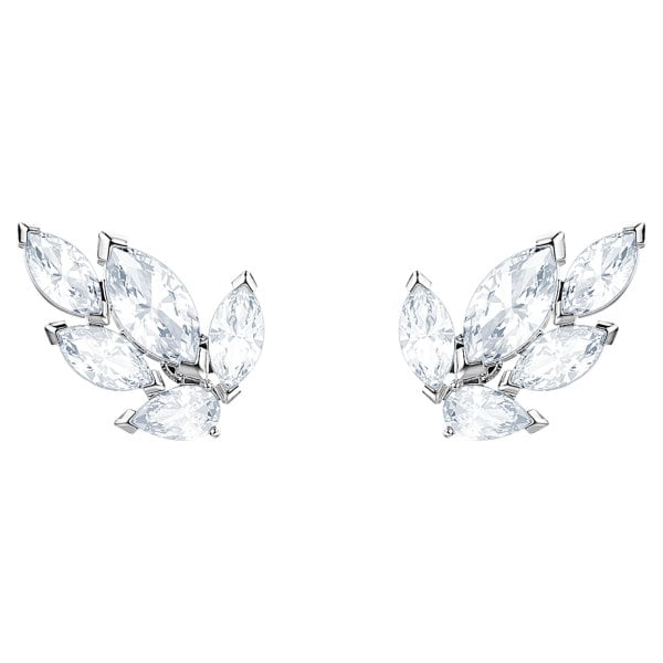 Louison Stud Pierced Earrings White Rhodium Plated