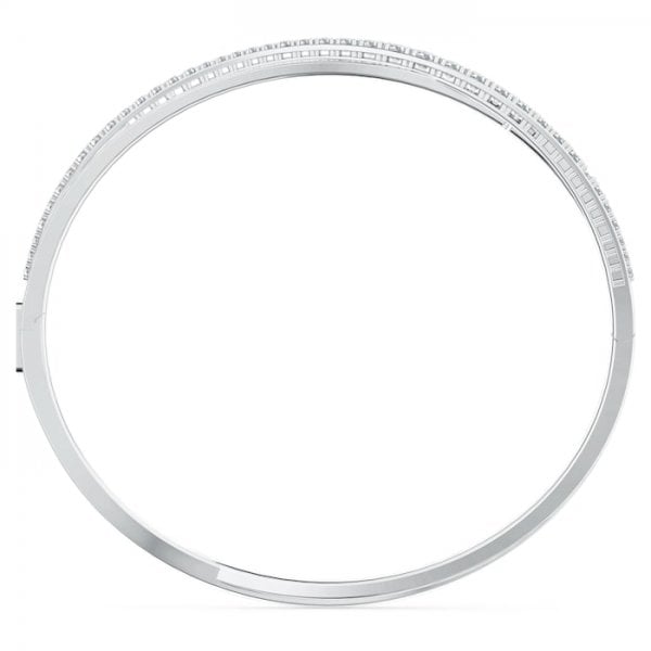 Twist Rows Bracelet, White, Rhodium plated