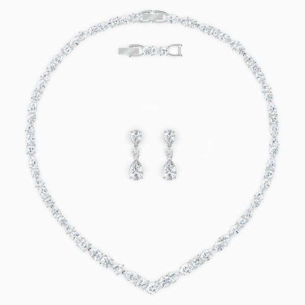 Tennis Deluxe V Mixed Set, White, Rhodium