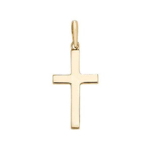 9CT YELLOW GOLD PLAIN SOLID CROSS PENDANT