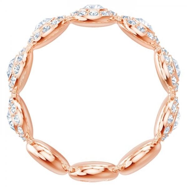 Angelic ring Round, White, Rose-gold tone plated