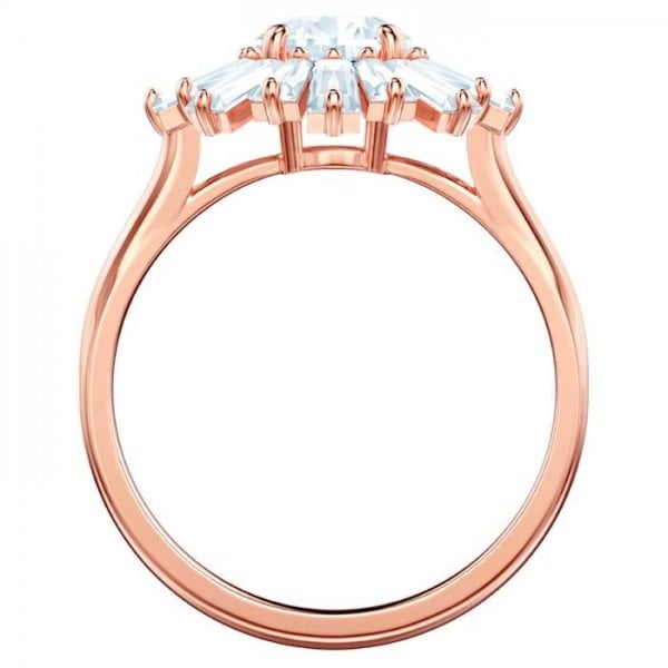 Sunshine ring Sun, White, Rose-gold tone S60