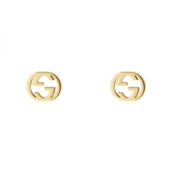 GUCCI 18ct Yellow Gold Interlocking Stud Earrings