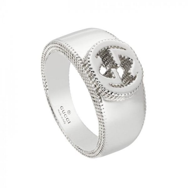 Interlocking G Sterling Silver Ring SIZE 18