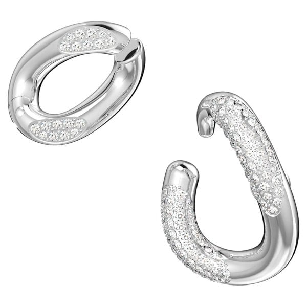 Dextera ear cuff Single, Set, White, Rhodium plate