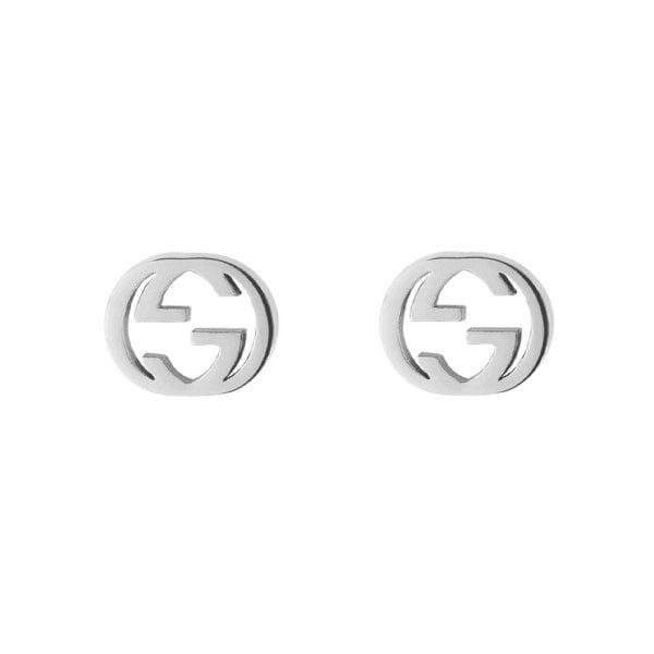 Gucci Interlocking 18ct White Gold Stud Earrings