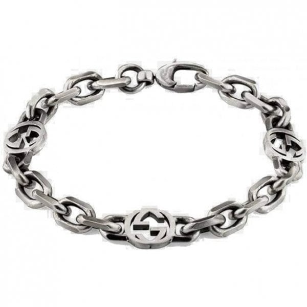Interlocking G Sterling Silver Chain Bracelet 16cm