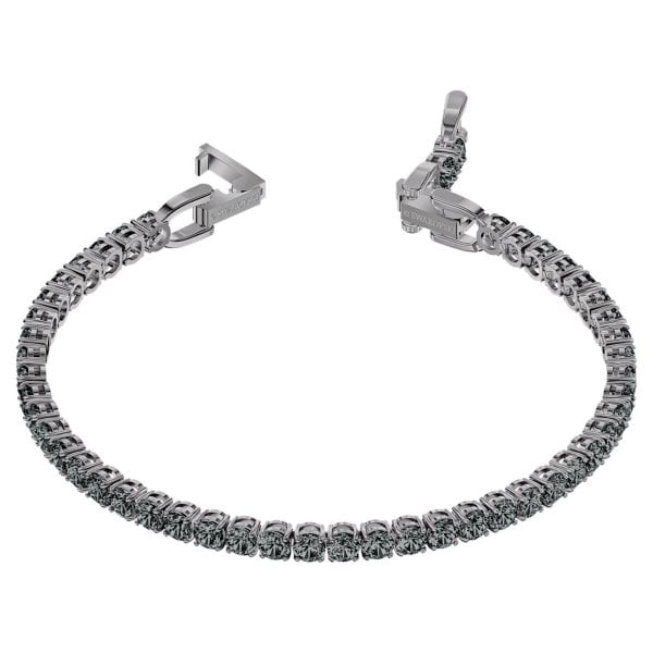Tennis Deluxe bracelet, Round, Grey