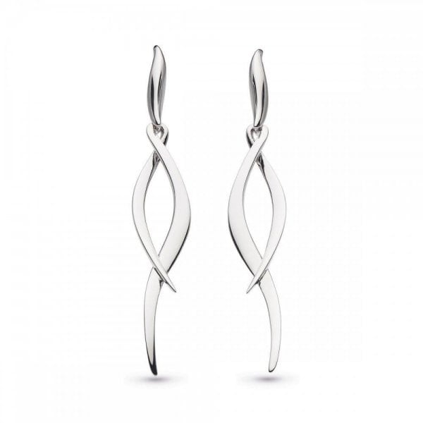 Entwine Twine Twist Rhodium Plate Drop Earrings