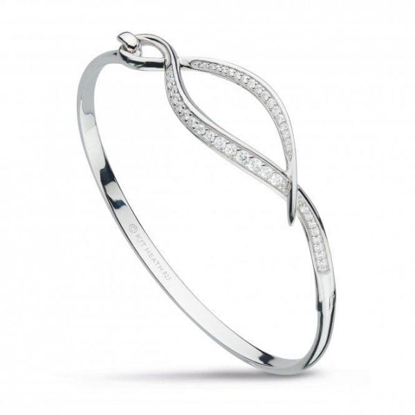 Entwine Twine Twist Cubic Zirconia Pave Hinged Bangle
