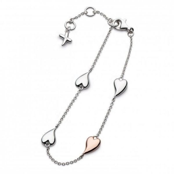 Desire Kiss Blush Heart 7.5" Station Bracelet