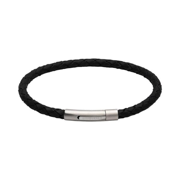 Black Leather Bracelet 19cm