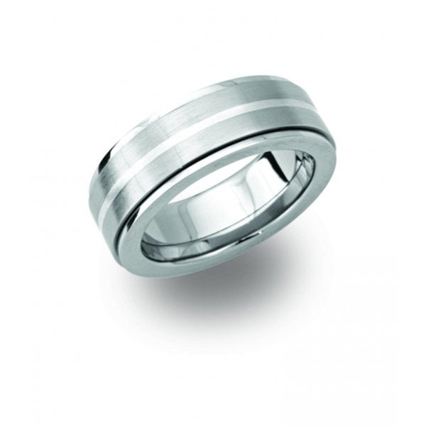 Stainless Steel Ring with Silver - SIZE 66
